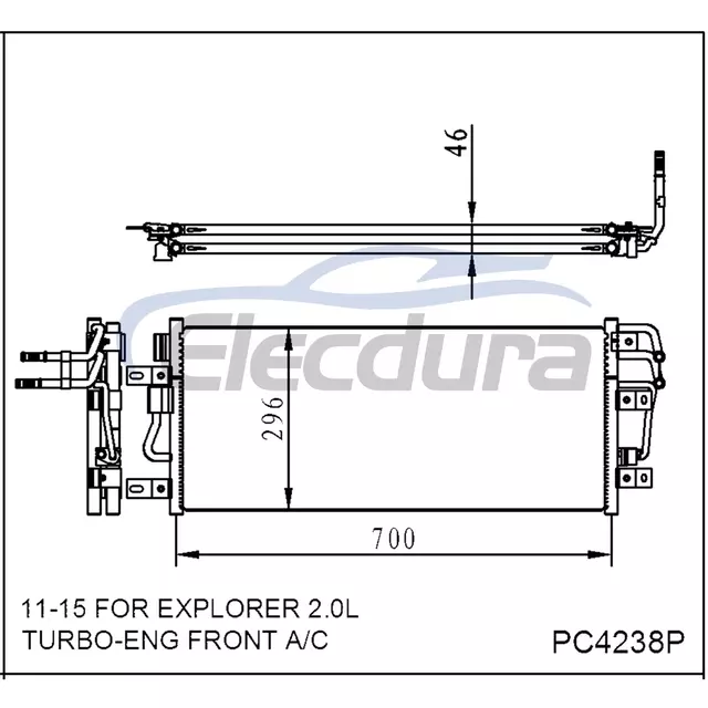 BB5Z19712B Ford Explorer 2011-2015 2.0LA/C kondenz&aacute;tor szerelv&eacute;ny