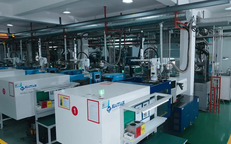 Fully automated manufacturing facility with modular workstations for high-volume resistor production.