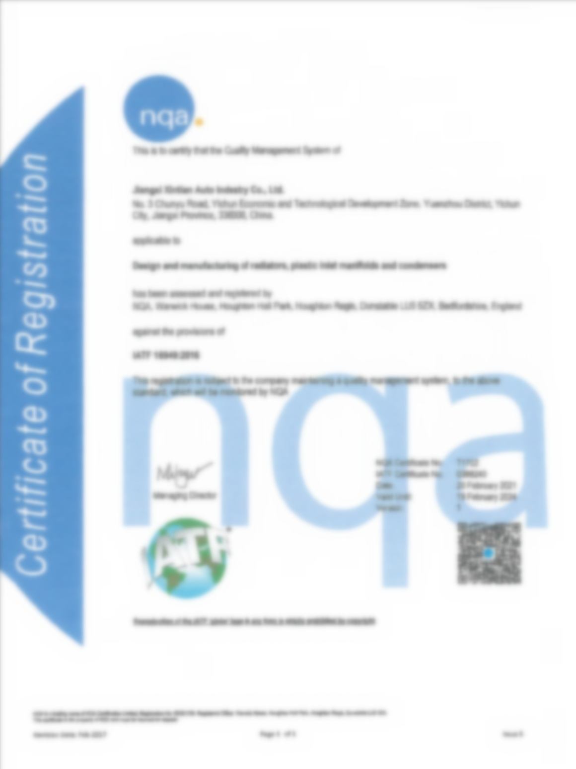 IATF 16949 certification for Elecdura Valve Cover manufacturing quality management