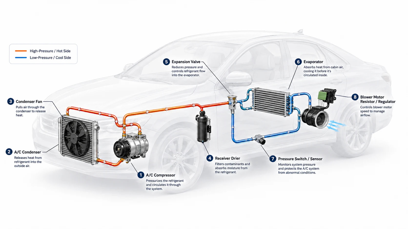 How Vehicle Air Conditioning Parts Work Together