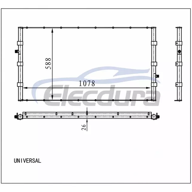 Universal A/C Condenser 1078 &times; 592 &times; 26 mm