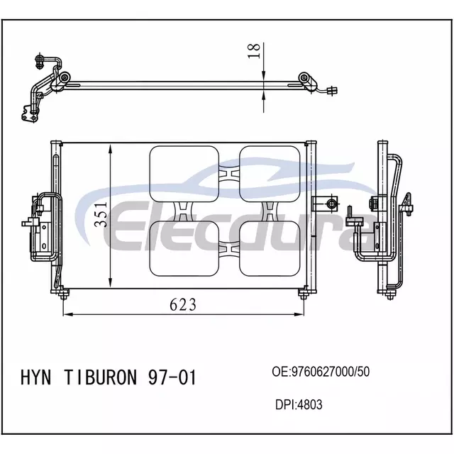 9760627000 Hyundai Tiburon 1997-2001 A/C Condenser