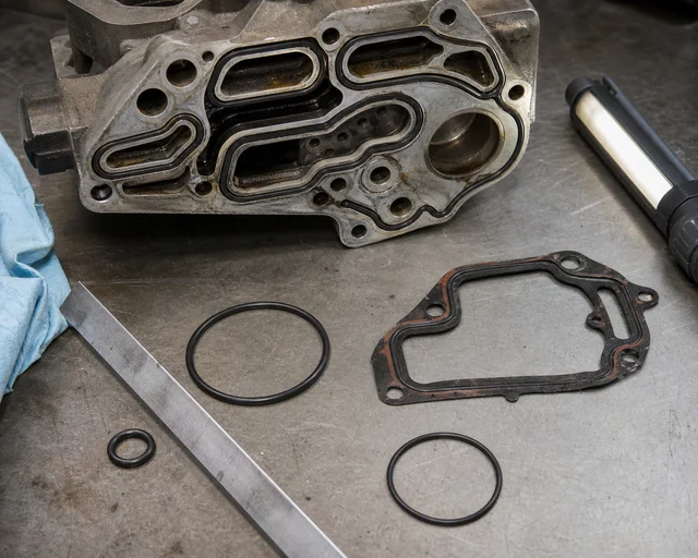 Dieseloliekoelerpakking, O-ring en inspectie van het afdichtingsoppervlak van de behuizing