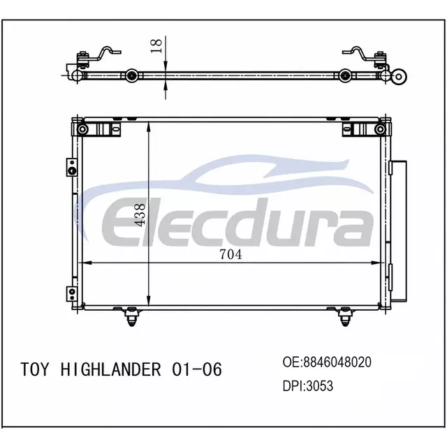 8846048020 Toyota Highlander 2001-2006 A/C Condenser Assembly
