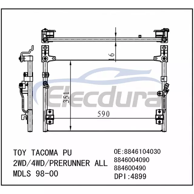 8846052040 Toyota Echo 2000-2002 A/C Condenser