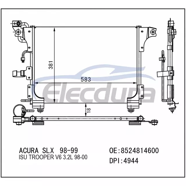 8524814600 Acura SLX 1998-1999 Air Conditioner Condenser