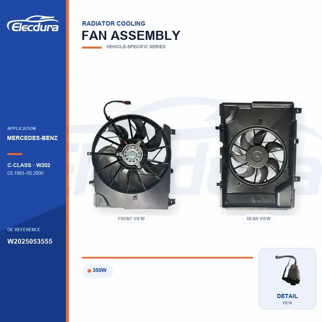 Radiator Cooling Fan Assembly for Mercedes-Benz W202 350W W2025053555 Bulk Supply