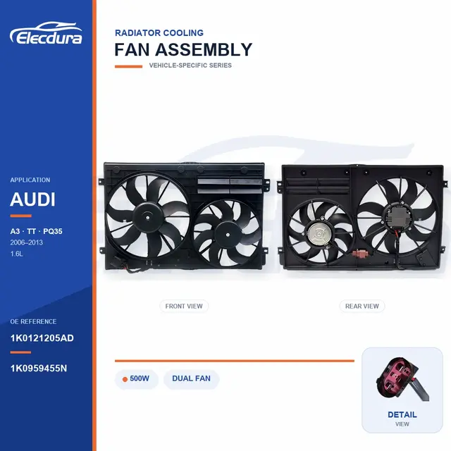 Radiator Cooling Fan Assembly for Audi A3 / TT 500W 1K0121205AD Bulk Supply