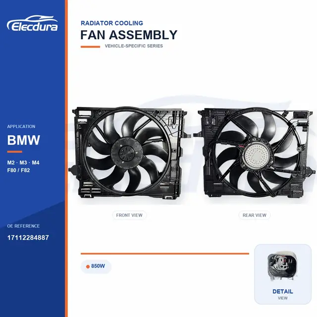 Radiator Cooling Fan Assembly for BMW M2 850W 17112284887 Bulk Supply
