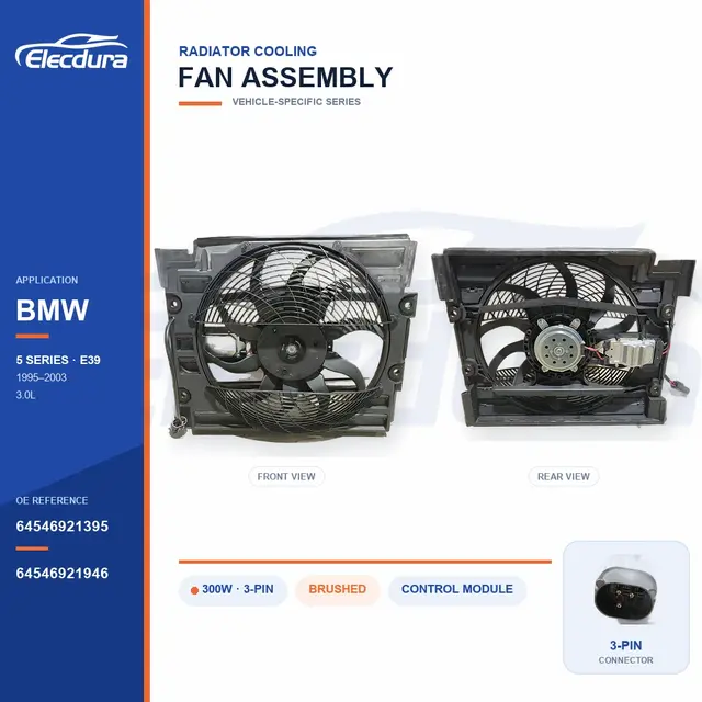 Radiator Cooling Fan Assembly for BMW E39 300W 64546921395 Bulk Supply