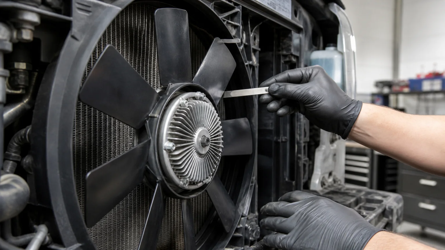 Fan clutch blade clearance measurement after installation