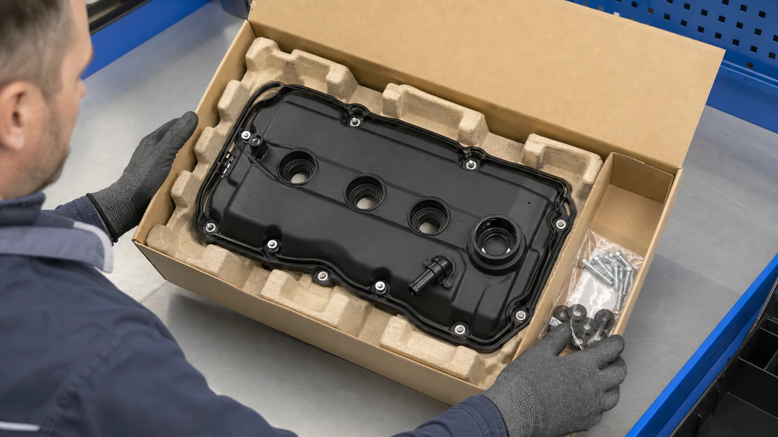 Valve cover packaging protection for sealing surfaces and fittings