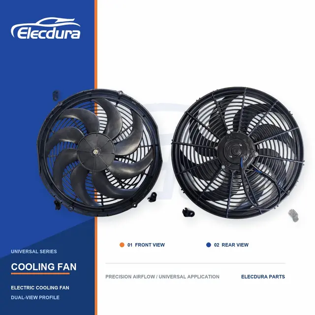 Kipas Pendingin Radiator Universal Pisau Melengkung Tebal 16 Inci 120W Grosir
