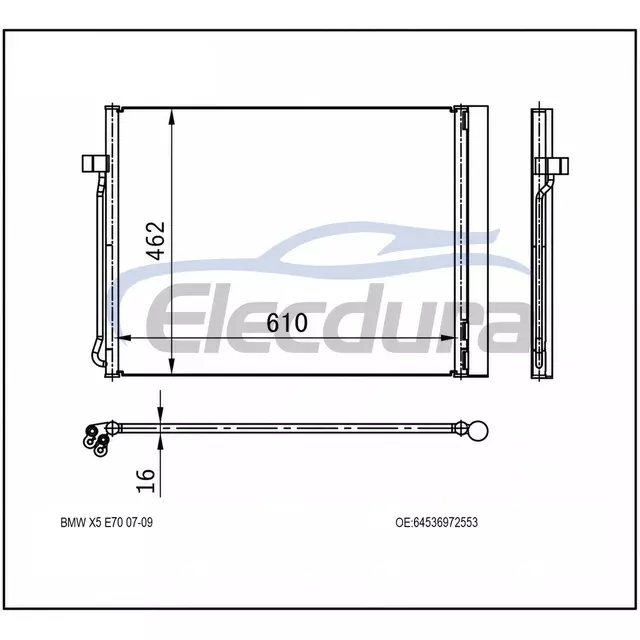64509239992 BMW X5 (E70/F15) 2007-2018 A/C Condenser