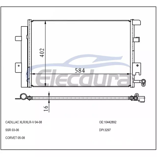 10442892 كاديلاك XLR 2004-2009 مكيف الهواء مكثف