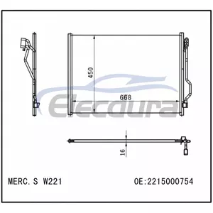 A2215000554 Mercedes-Benz S-Class W221 2016+ A/C Condenser 16mm Core