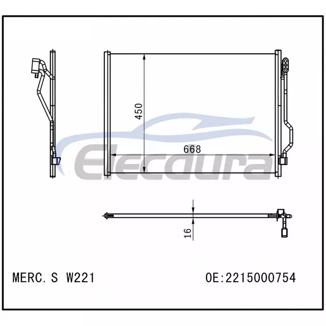 A2215000554 Mercedes-Benz S-Class W221 2016+ A/C Condenser 16mm Core