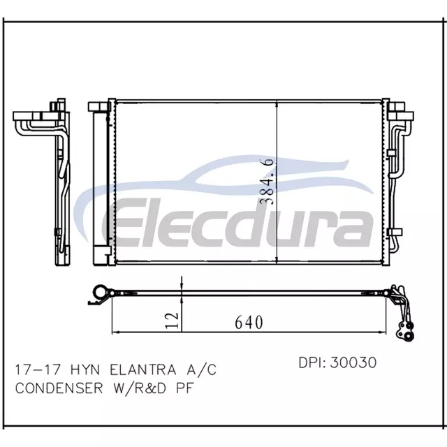 97606F2000 Hyundai Elantra 2017+ Klima Kondenser Grubu 12mm &Ccedil;ekirdek