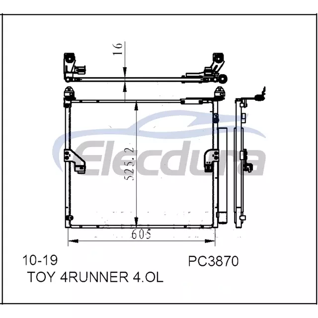 8846060430 Toyota Toy 4runner 4 Ol 2010-2019 A/C Condenser Assembly 16mm Core