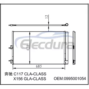 0995001054 Mercedes-Benz Cla C117 X117 2014-2016 A/C Condenser