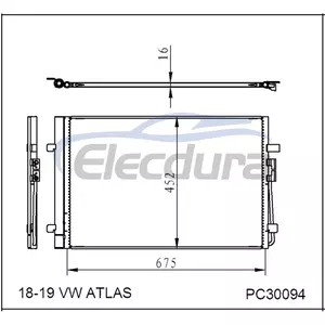 3QF816411 Volkswagen Vw Atlas 2018-2019 A/C Condenser 16mm Core