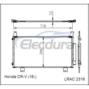 80110T0AA01 Honda Cr-V 2012-2015 A/C Condenser with Receiver/Drier 12mm Core