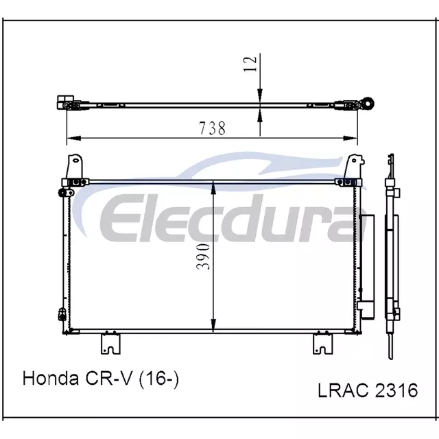 80110T0AA01 Honda Cr-V 2012-2015 A/C Condenser with Receiver/Drier 12mm Core