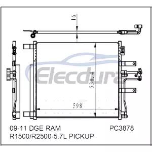 52014588AB Dodge Ram 1500 2009-2011 A/C Condenser 16mm Core