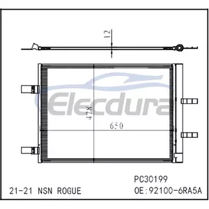 921006RA5A Nissan Rogue 2021+ A/C Condenser with Receiver/Drier