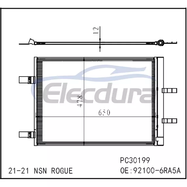 921006RA5A Nissan Rogue 2021+ Kondenz&aacute;tor klimatizace s přij&iacute;mačem/vysoušečem