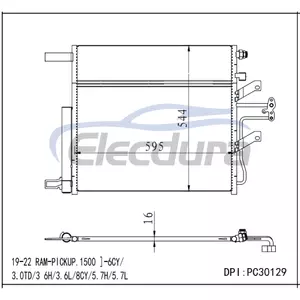 68312697AC Dodge Ram-Pickup 1500 2019-2022 3.0TD / 3.6H / 3.6L A/C Condenser 16mm Core