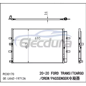 LK4Z19712A Ford Transit 150 2020 2.0TD / 3.5T / 3.5L A/C Condenser 0.63 IN Core