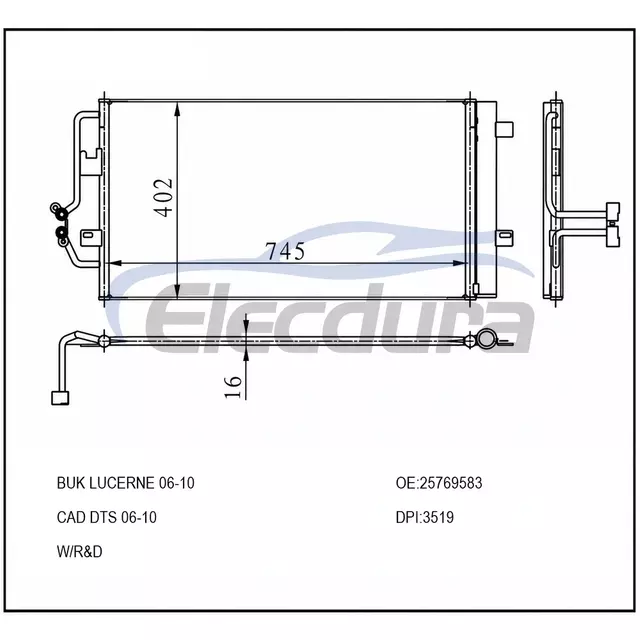 25769583 Buick Lucerne 2006-2011 Aluminum A/C Condenser