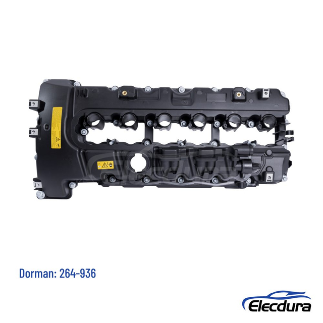 aftermarket valve cover replacement referenced to Dorman 264-936 and BMW OE 11127565284 fits BMW 335i 135i 535i 528i Z4 X6 applications