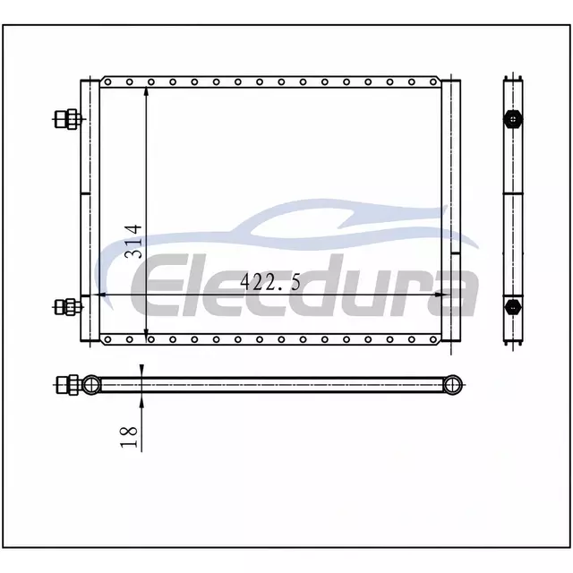 Universal A/C Condenser 422.5 &times; 314 &times; 18 mm