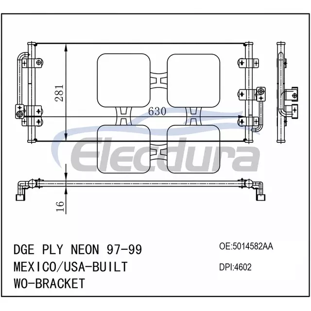 5014582AA Dodge Ply Neon Mexico 1997-1999 A/C Condenser
