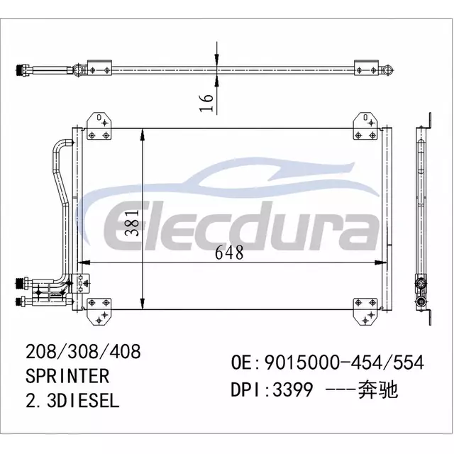 9015000-454 Mercedes-Benz Sprinter 1995-2006 A/C Condenser
