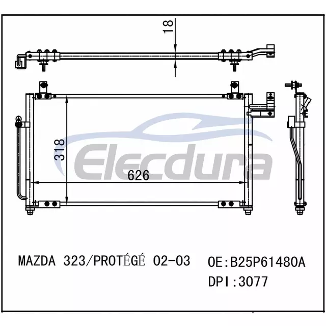 B25P61480A Mazda 323 2002-2003 A/C Condenser