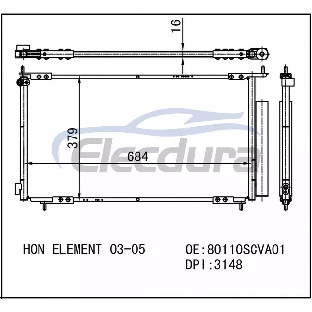 80110SCVA01 Honda Element 2003-2008 A/C Condenser