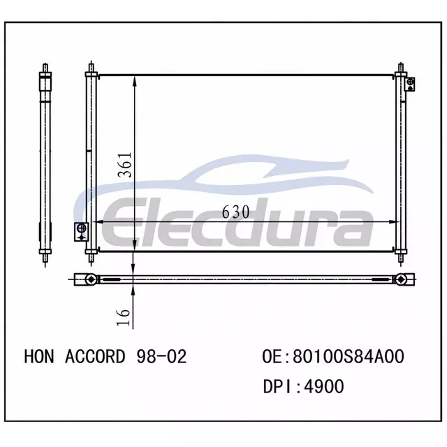 80100S84A00 Honda Accord 1998-2002 2.3L L4 A/C Condenser Assembly