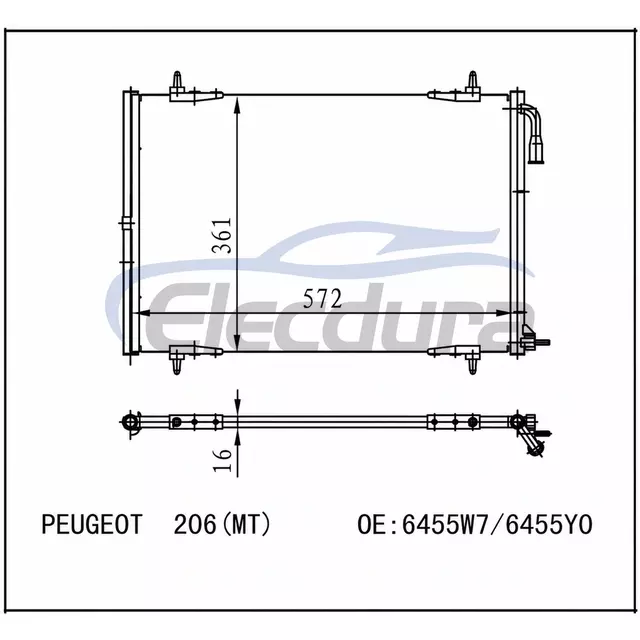 6455.W6 Peugeot 206 2009-2013 A/C Condenser