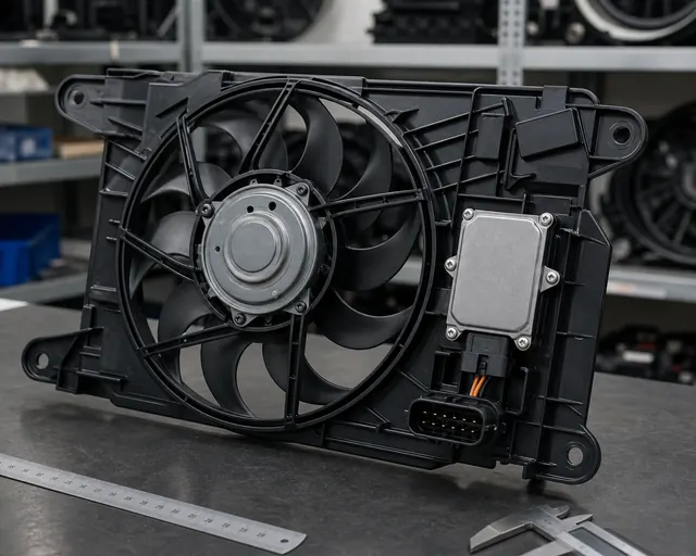 Radiator fan control module and connector inspection for German applications