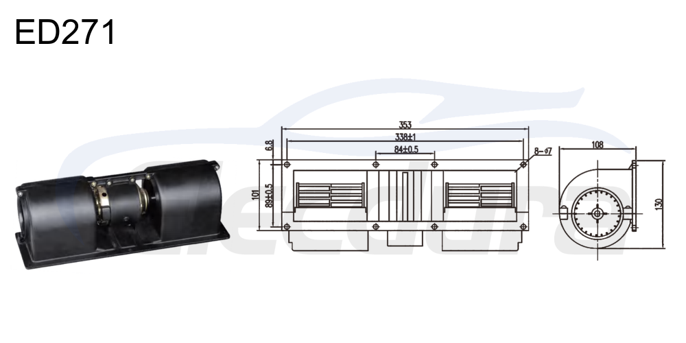 27V 190W HVAC blower motor for Delong, 600m&sup3;/h airflow