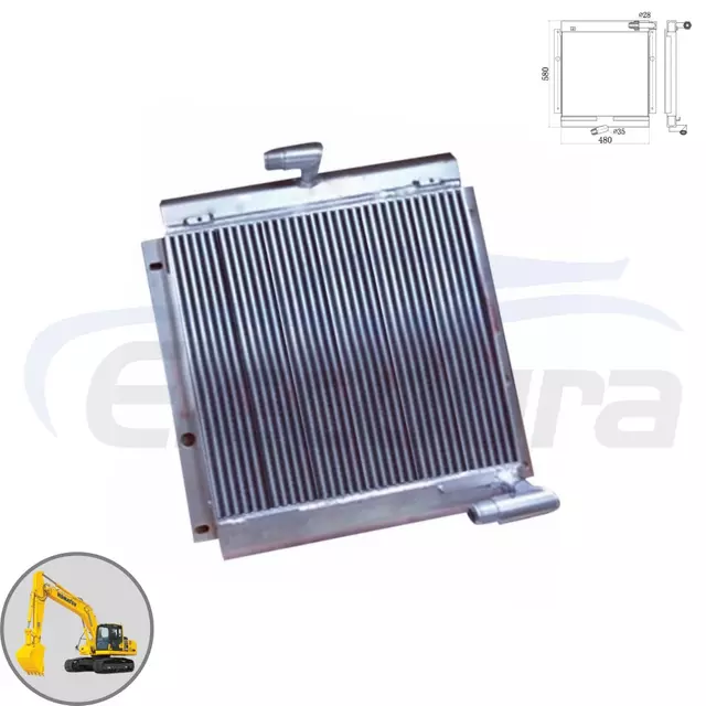 Pendingin Oli Hidraulik 201-03-71121 480x580mm pemasok grosir untuk Komatsu PC60-7 PC70-7 pesanan massal penggantian aftermarket