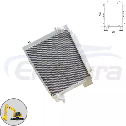 Komatsu PC228UU-1 hydraulic oil cooler 22U-03-11121 core view for wholesale suppliers and bulk order distributors.