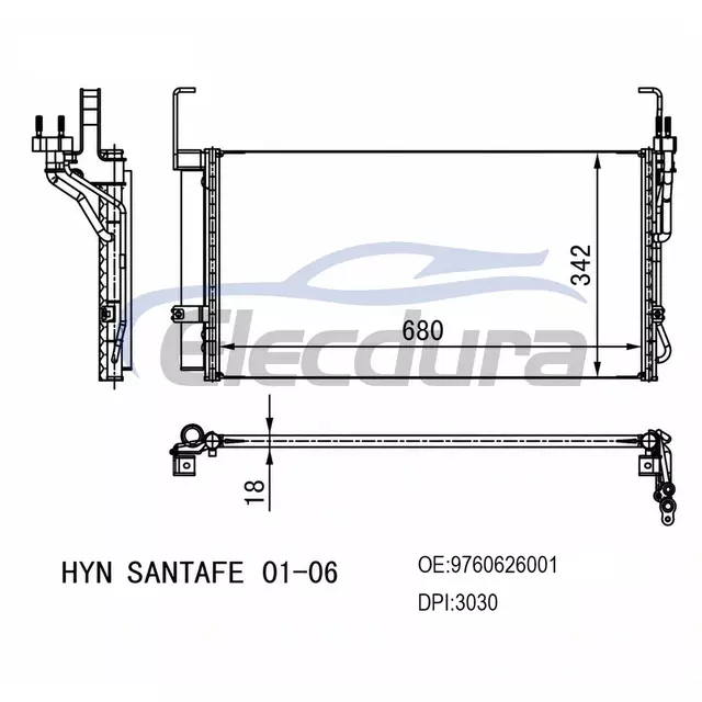 9760626001 Hyundai Santafe 2001-2006 A/C Condenser