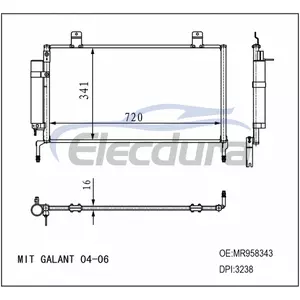 MR958343 Mitsubishi Galant 2004-2006 Skraplacz klimatyzacji