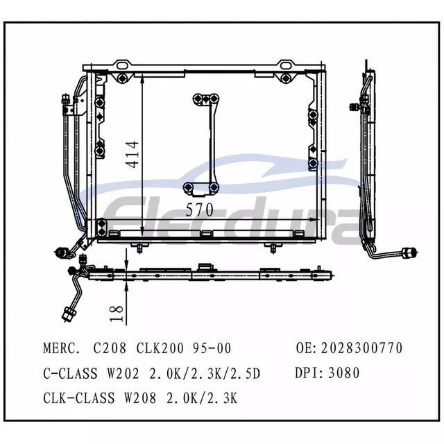 2028300770 Mercedes-Benz C230 W202 1999-2000 A/C Condenser