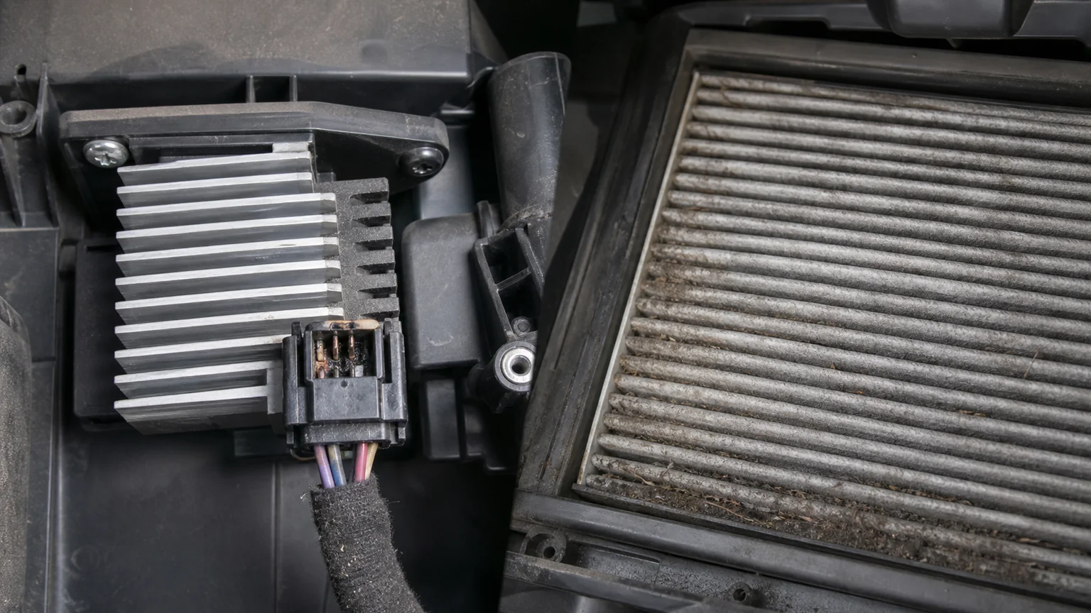 Blower regulator connector overheating and airflow restriction evidence