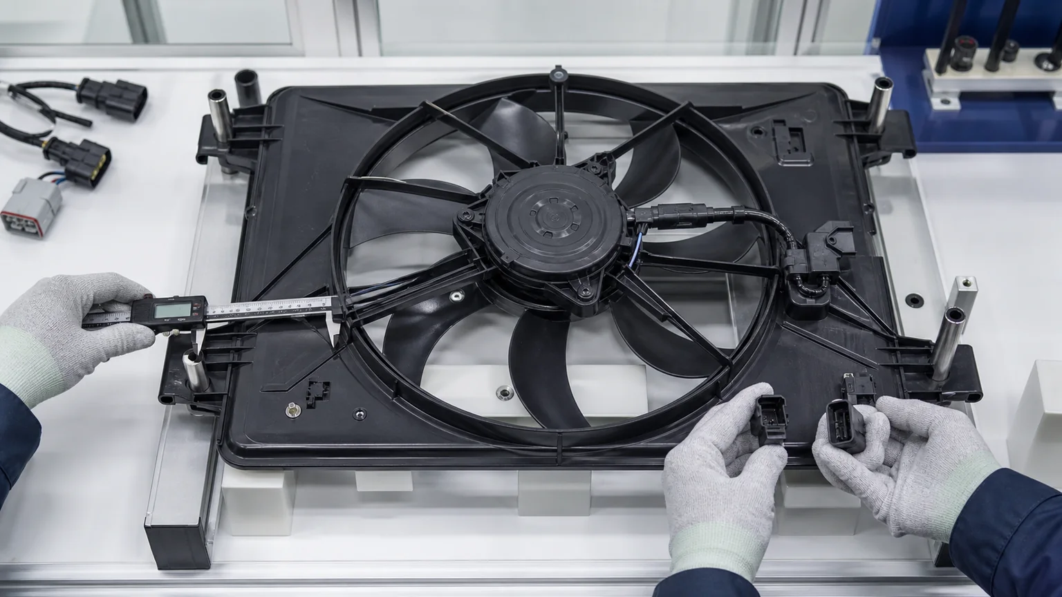 Radiator fan assembly dimensions and connector matching